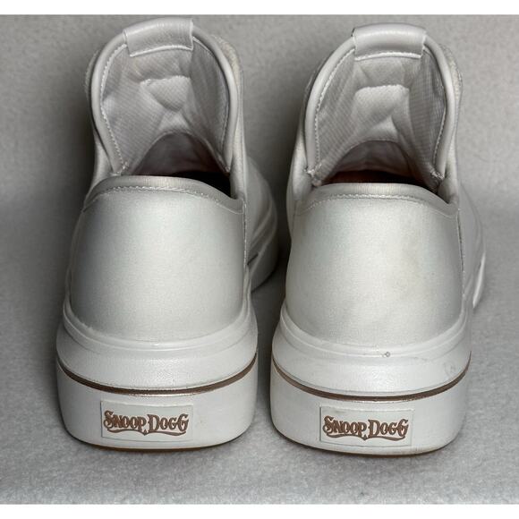 Skechers Snoop Dogg Sneaker Women 8.5 Pink White Leather Slip Ins Hands Free - Picture 7 of 10